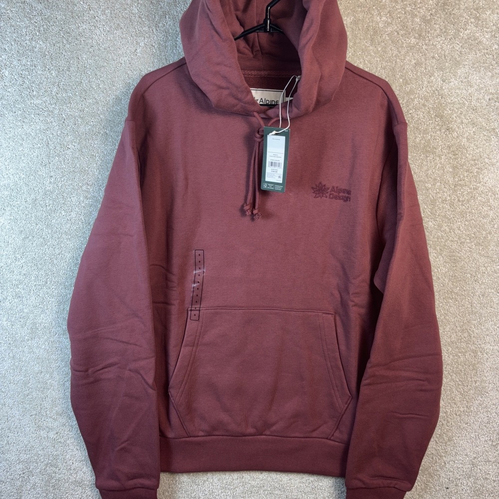 Alpine Design Hike Hoodie Men Small Dark Auburn Kangaroo Pocket Logo Camping NEW